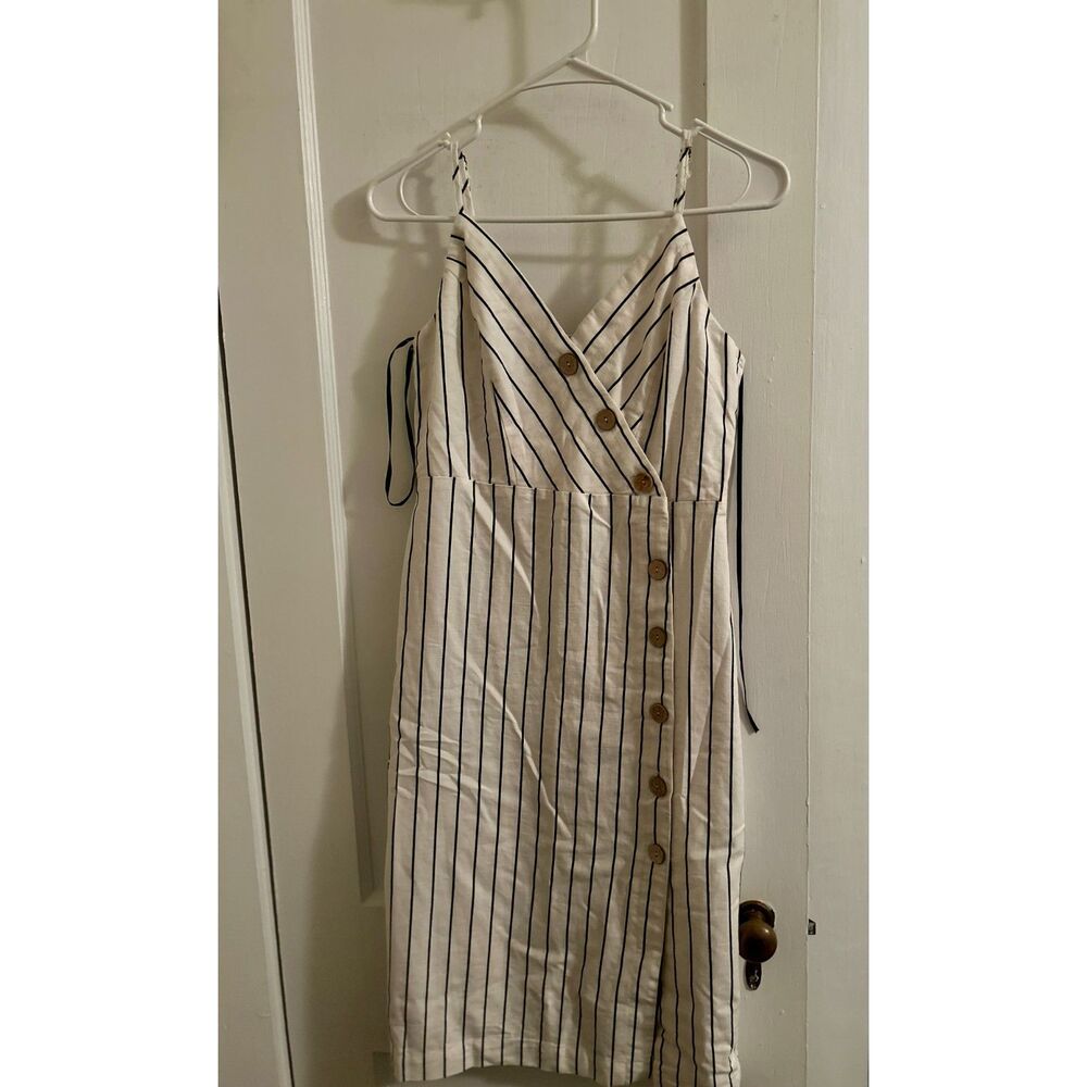 Forever 21 Striped Asymmetrical Button-Front Cami Dress